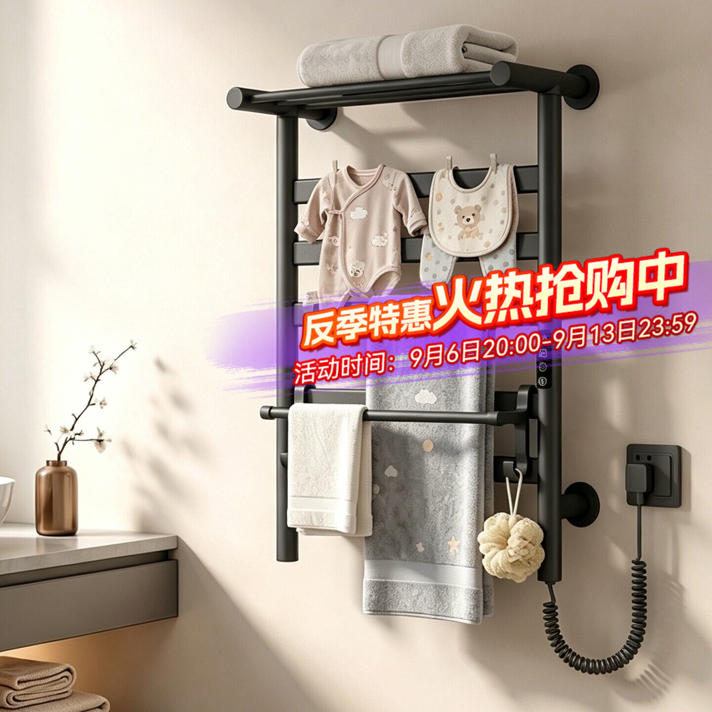 【源头工厂】电热毛巾架烘干抑菌图片