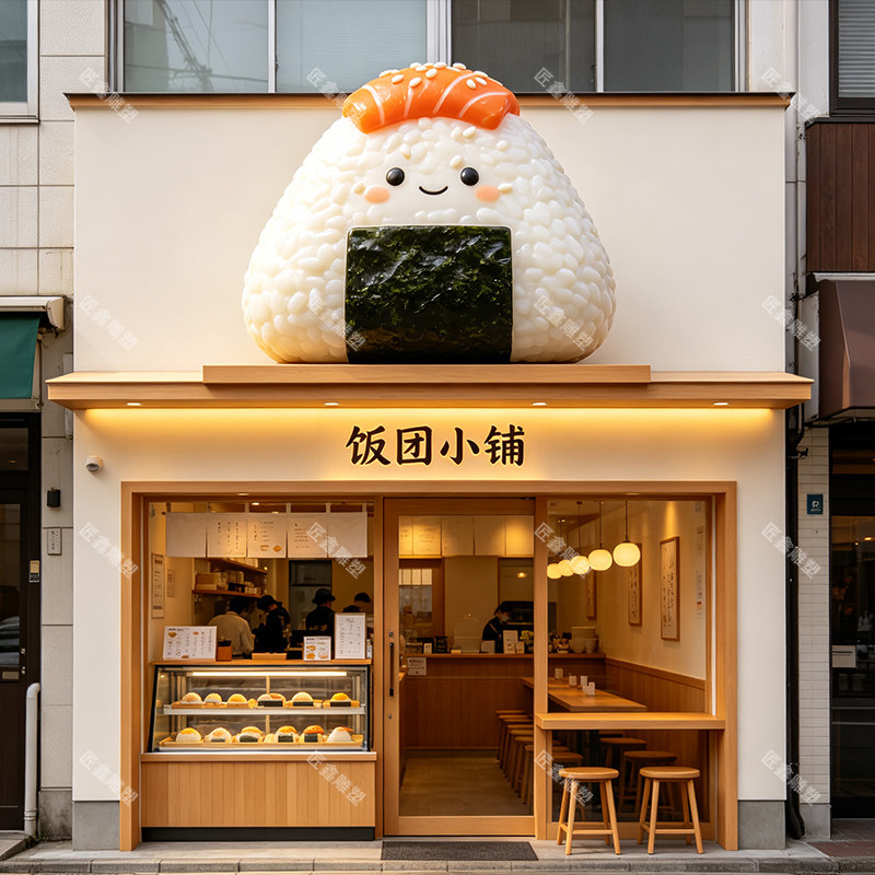 卡通饭团雕塑户外门店引流大模型雕塑