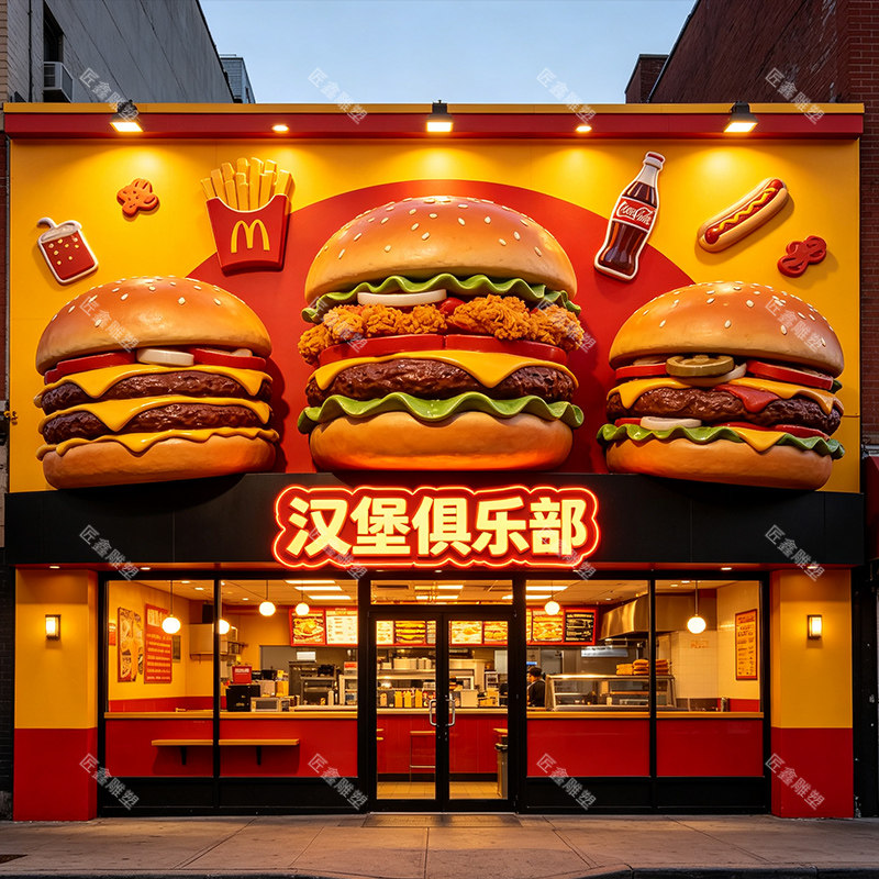 户外仿真汉堡大型雕塑餐饮门店门雕塑