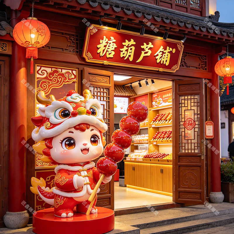 国潮卡通糖葫芦玩偶雕塑户外商业街景区糖葫芦店铺玻璃钢雕塑定制
