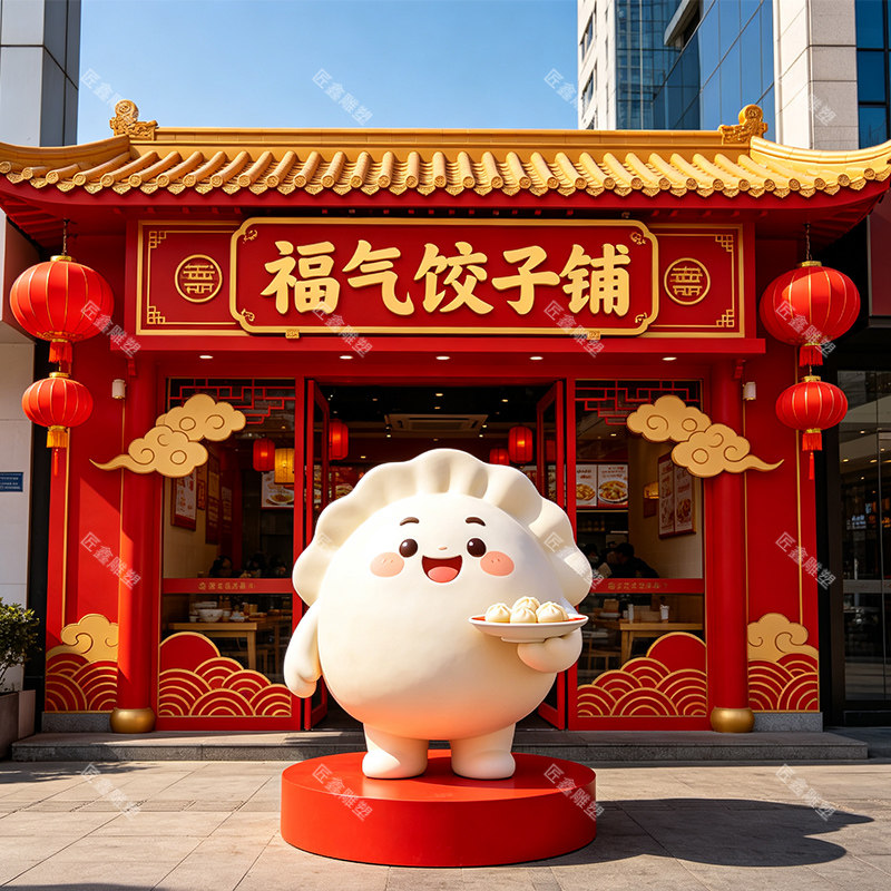 餐饮门店IP饺子雕塑门头饺子造雕塑