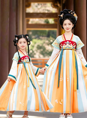 母女童亲子汉服襦裙子古装演出服