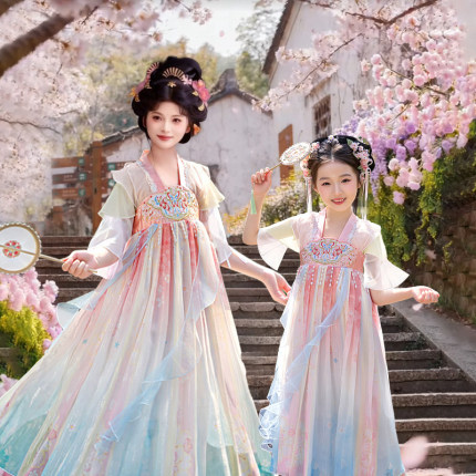 亲子汉服襦裙母女童夏2026新款旅拍古风摄影楼写真儿童古装演出服