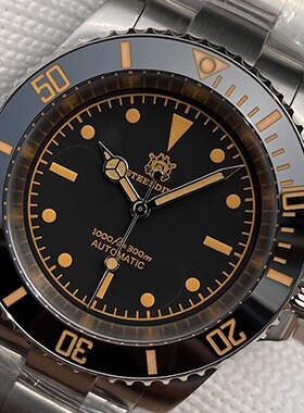 STEELDIVE钢潜定制复古5514手表夜光水鬼防水潜水男士自动机械表