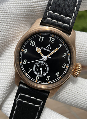 STEELFLIER钢飞定制VH60石英扫秒机芯小秒表盘复古青铜男防水手表