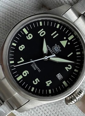 STEELDIVE精钢潜水手表39MM飞行机械腕表瑞士C3强夜光防水男士员