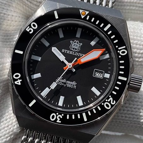 STEELDIVE精钢男士NH35自动机械手表潜水亮夜光200M防水游泳腕表