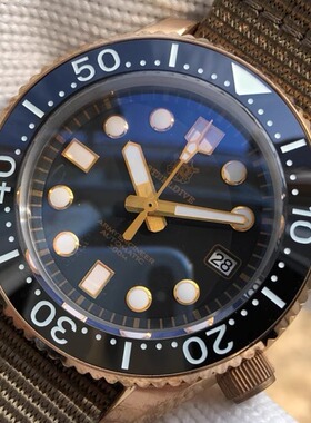 手表定制大MM锡青铜款机械表一体壳潜水表C3夜光运动男表SBDX001