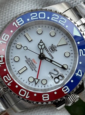 NH34机芯潜水手表24两地时GMT陶瓷红蓝可乐圈夜光防水鬼男士机械