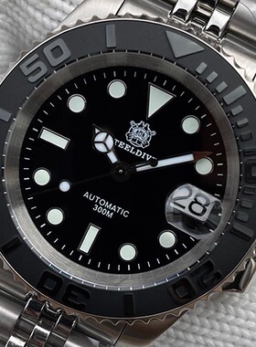 复刻定制专业300M机械潜水表凸字陶瓷圈游艇水鬼日历男士钢精手表