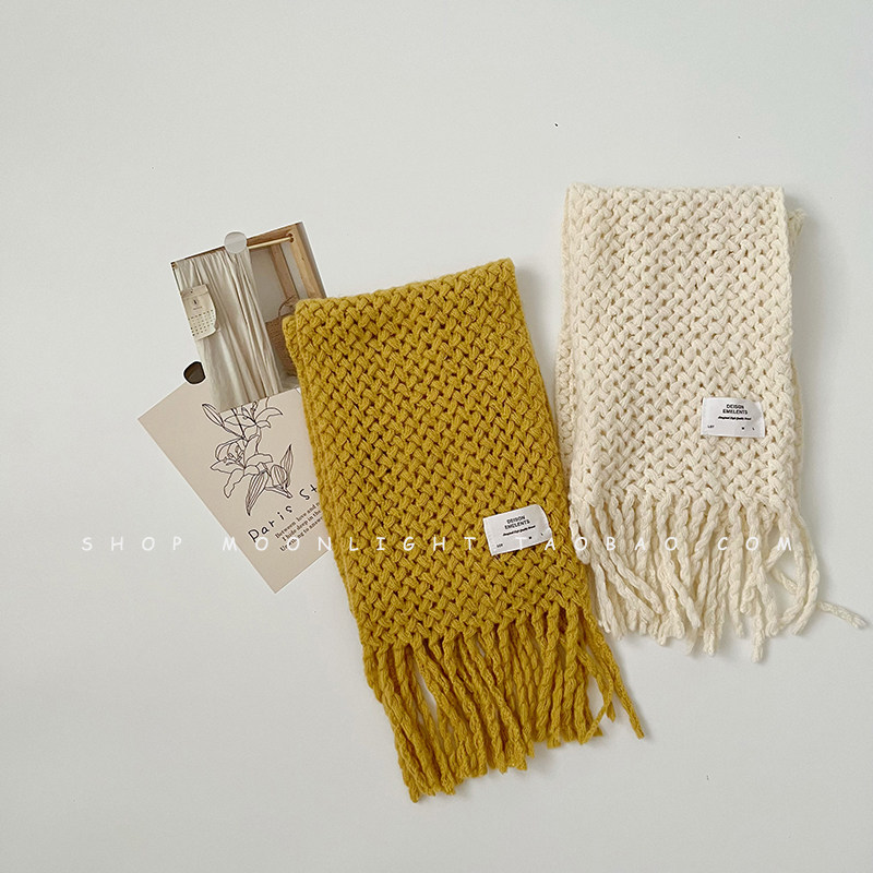 어린이 두꺼운 모직 스카프 니트 가을 겨울 한국 스타일  두껍고 따뜻한  소녀 방풍 목 스카프 남성 목 커버