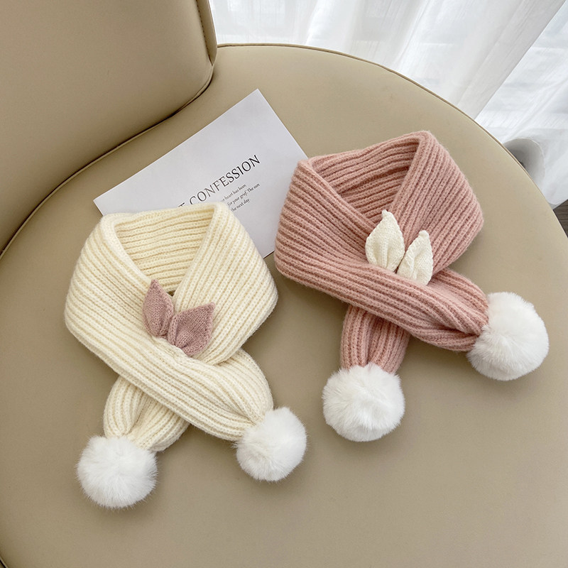 작은 귀 어린이 니트 귀여운 스카프 가을 겨울 소년과 소녀 방풍 및 따뜻한  모직 스카프