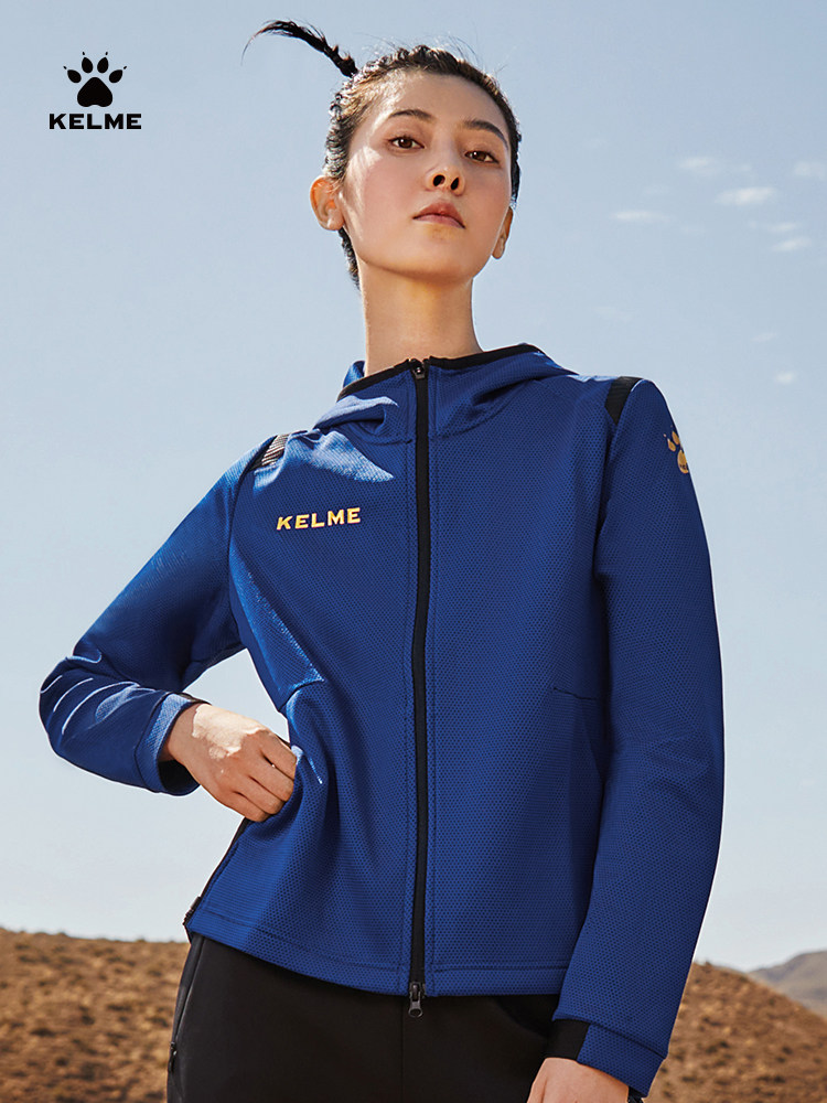 KELME CARLME 재킷 여성 가을 겨울 흰색 니트 스포츠 재킷 캐주얼 루즈 커플 겉옷
