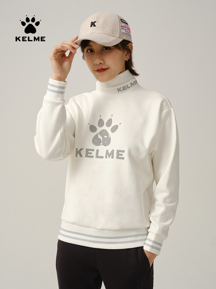 KELME 가을 겨울 터틀넥 스웨터 여성 레터 패션 캐주얼 풀오버 따뜻한 플러스 벨벳 두꺼운 스웨터 트렌디 인