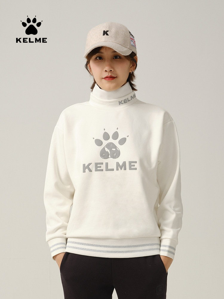 KELME 가을 겨울 터틀넥 스웨터 여성 레터 패션 캐주얼 풀오버 따뜻한 플러스 벨벳 두꺼운 스웨터 트렌디 인