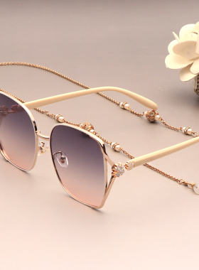 偏光防晒金属镶钻女四叶草太阳镜