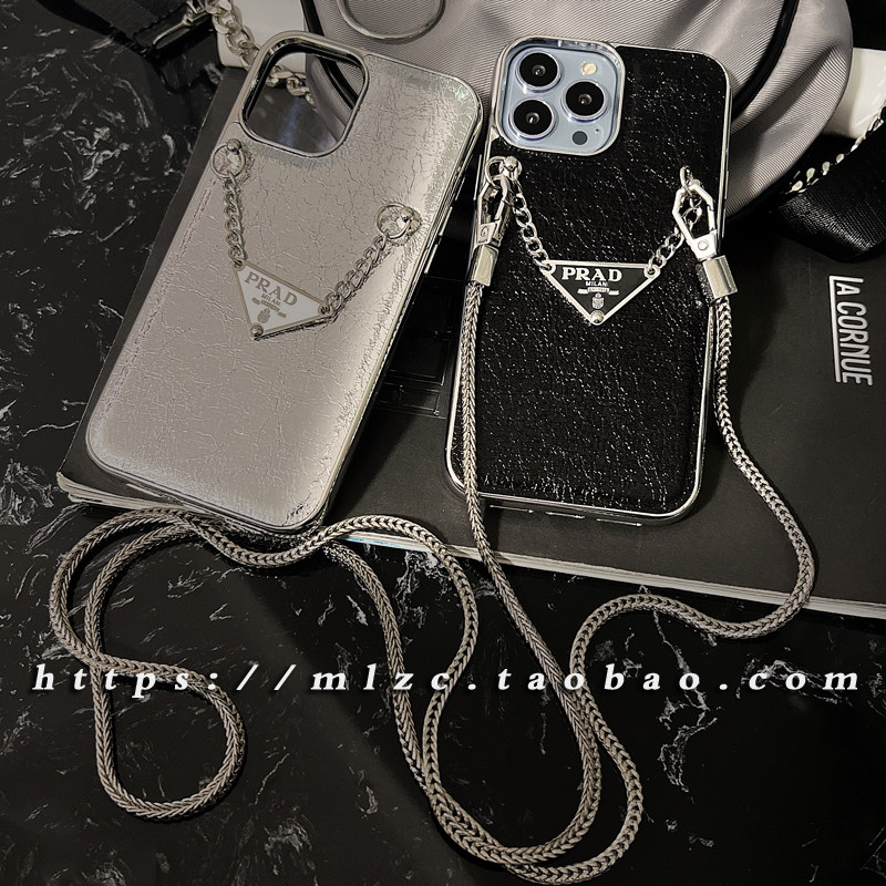 高级金属链条爆裂纹适用苹果17手机壳iPhone16promax软壳14pro个性情侣款12/13防摔软壳15promax保护套潮牌