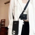 Crossbody - Single Case - Black Cross-Grain Triangle Logo + Pouch
