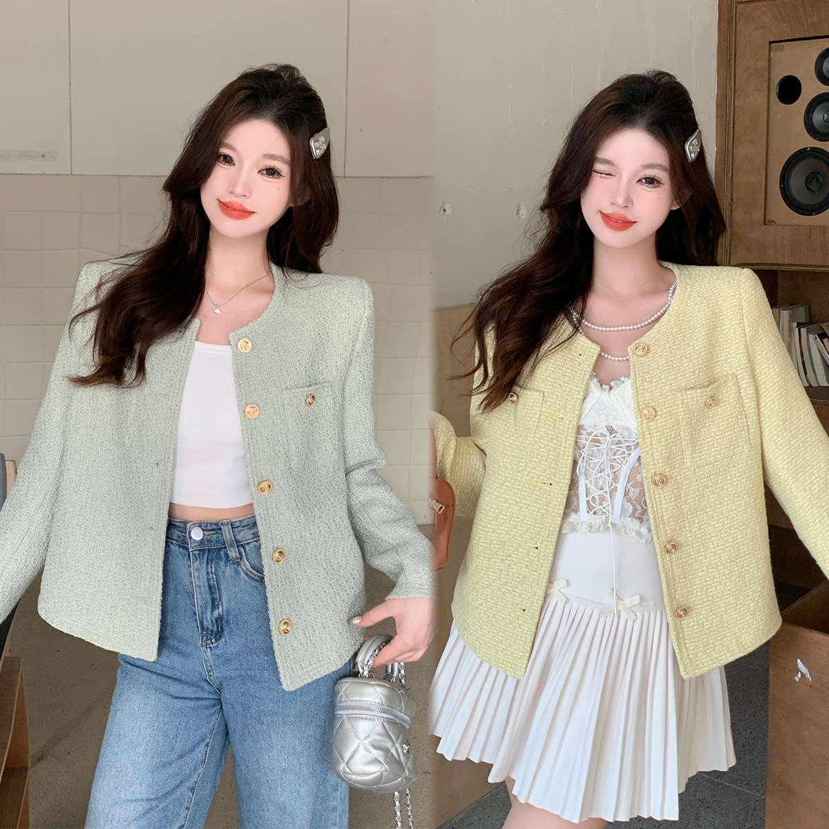 实拍2026春季新款胖mm大码轻奢小香风开衫外套高级感气质百搭上衣,女装/女士精品,常规大码外套,淘宝优惠券,粉丝福利购,淘宝优惠卷