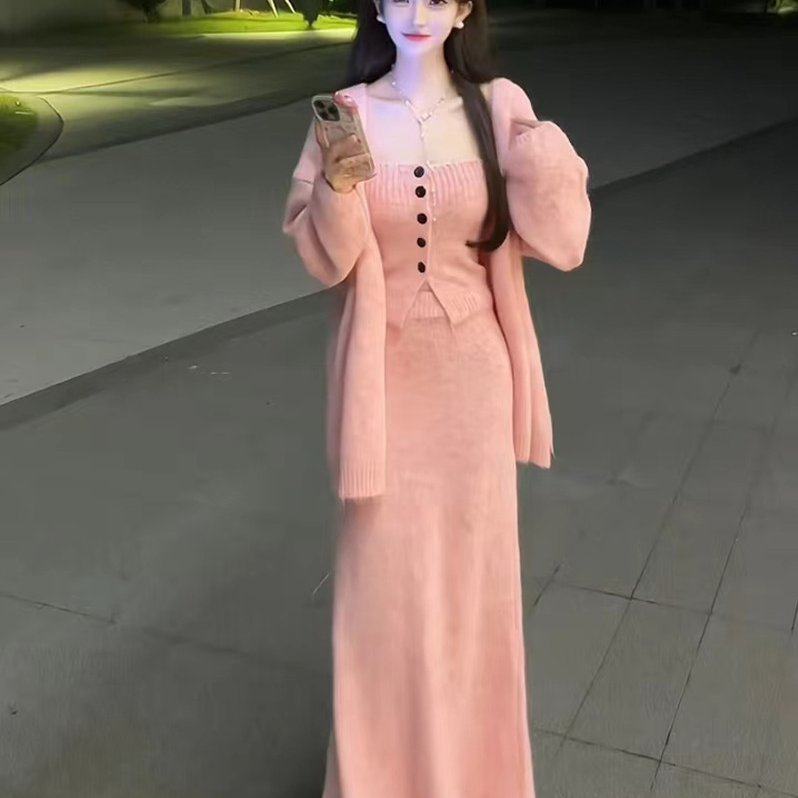 一整套氛围感毛衣女秋冬新款抹胸显瘦设计感慵懒显瘦半身裙三件套,女装/女士精品,时尚套装,淘宝优惠券,粉丝福利购,淘宝优惠卷