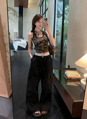 美式辣妹短款迷彩吊带背心女夏打底美背修身显瘦外穿甜酷独特