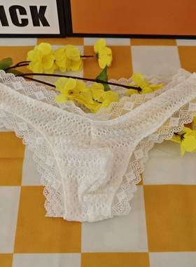 男士内裤蕾丝花边性感小三角内裤可爱风低腰透气内裤男生高弹内裤