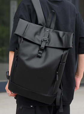 双肩包男款潮牌大容量旅行背包高中生书包男通勤百搭菱格电脑包女