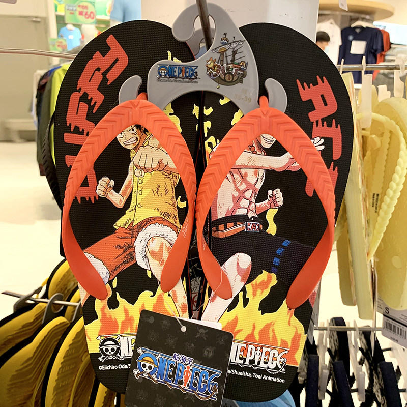 班尼路人字拖海贼王青年男透气平跟休闲潮流时尚创意学生沙滩拖鞋