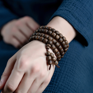 天然越南芽庄奇楠沉香手串沉水老料棋楠108佛珠文玩老型桶珠手链