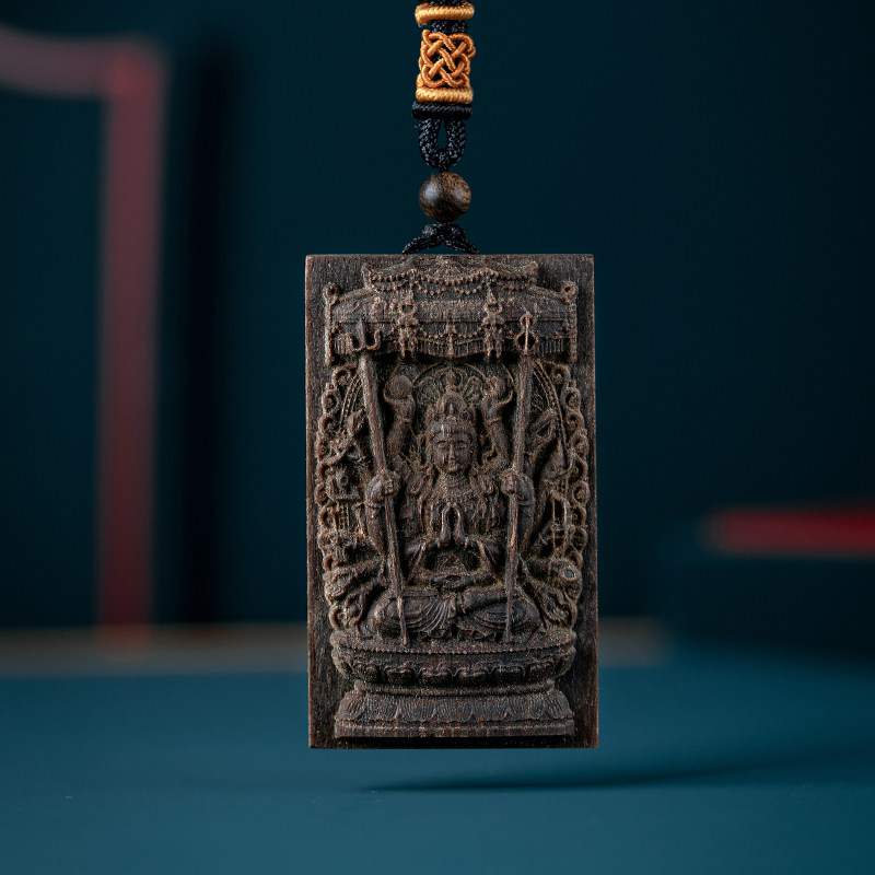 越南富森红土沉香雕刻千手观音挂吊坠沉水女男款文玩木质佛牌挂件
