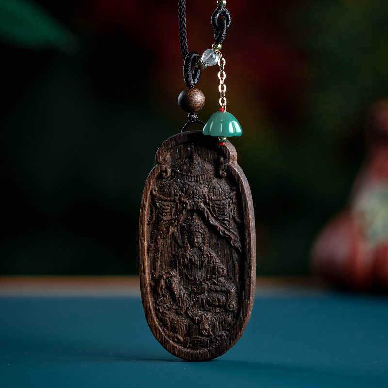 沉水级越南芽庄白棋楠沉香雕刻宝盖观音吊坠真品奇楠牌女男款挂件