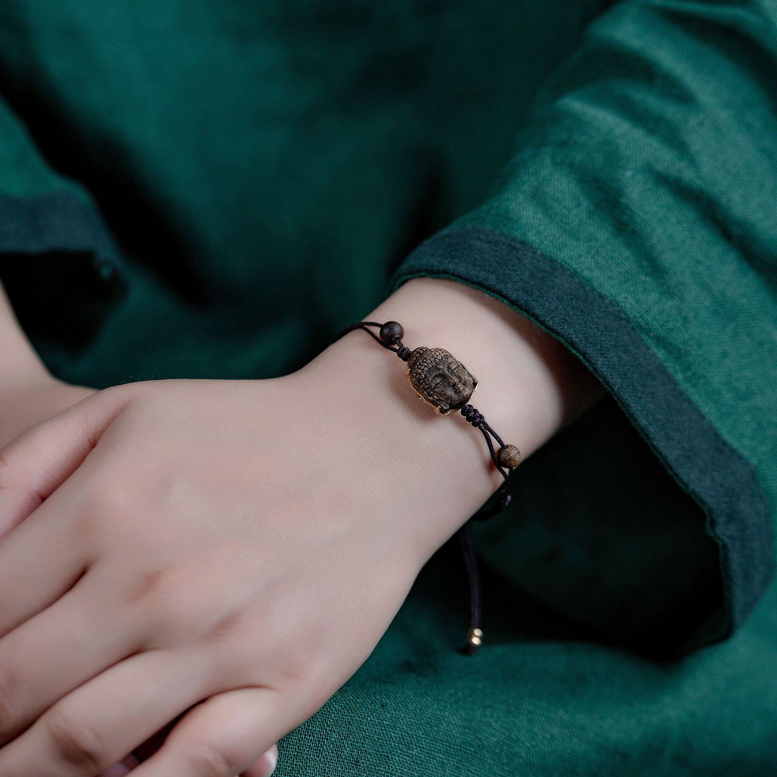 天然越南芽庄白奇楠沉香雕刻大日如来佛手串原创设计沉水棋楠手链