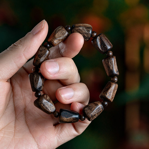 文莱奇楠沉香留疤随形手串全沉水