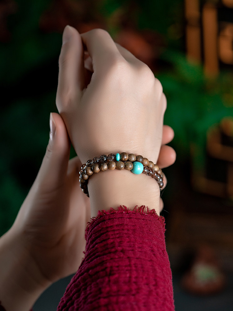 인도네시아 칼리만탄 침향 팔찌 오래된 재료 나무 팔찌 골동품 보석 여성 맘모스 아이보리 그린 타라 목걸이