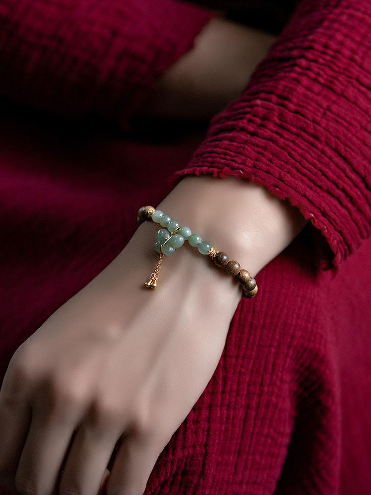 인도네시아 칼리만탄 침향 팔찌 오래된 재료 나무 팔찌 골동품 보석 여성 맘모스 아이보리 그린 타라 목걸이