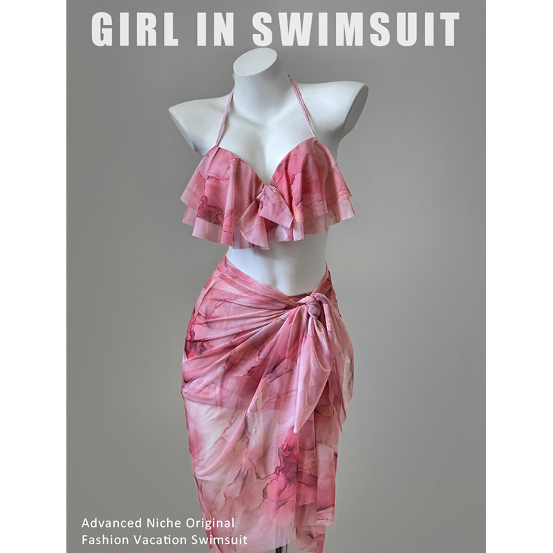 性感荷叶边比基尼泳装女海边沙滩裤蜜月旅行度假情侣款泳衣泡温泉