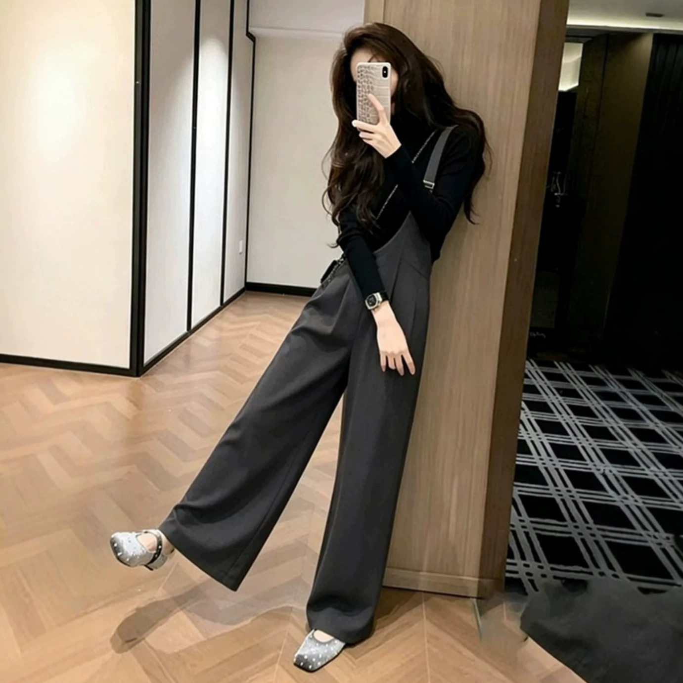 韩系女装穿搭一整套单肩背带裤子两件套2026轻熟小众设计感套装潮