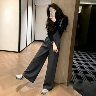 韩系女装穿搭一整套单肩背带裤子两件套2026轻熟小众设计感套装潮