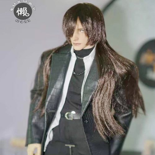 懒娃bjd假发346分SD巨婴龙魂叔 ID75 Popo68 狼尾长辫子假毛胚 黑