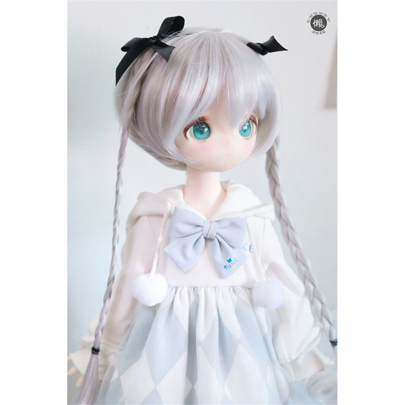 懒娃bjd人偶假发34分巨婴小布初音miku高温丝双马尾辫子可爱假毛