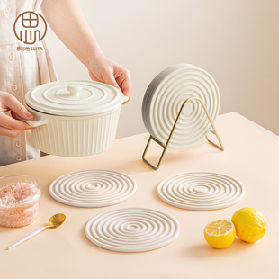 硅胶隔热垫餐桌垫防烫垫餐具垫轻奢高级感珐琅餐垫耐高温圆形煲垫