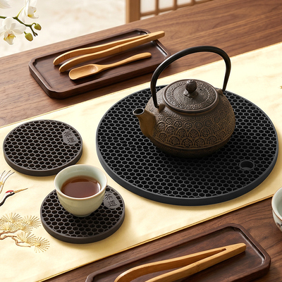 硅胶蜂窝茶壶垫茶杯垫套装