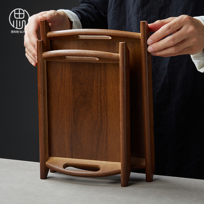 胡桃色托盘餐桌茶桌都适用