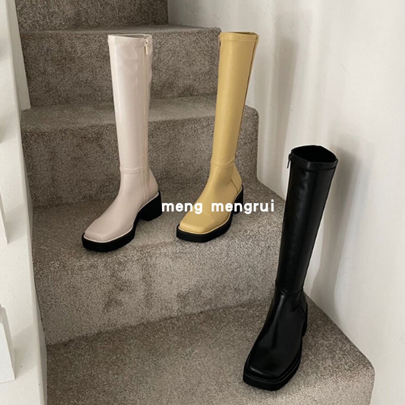 其他方跟弹力靴方头百搭