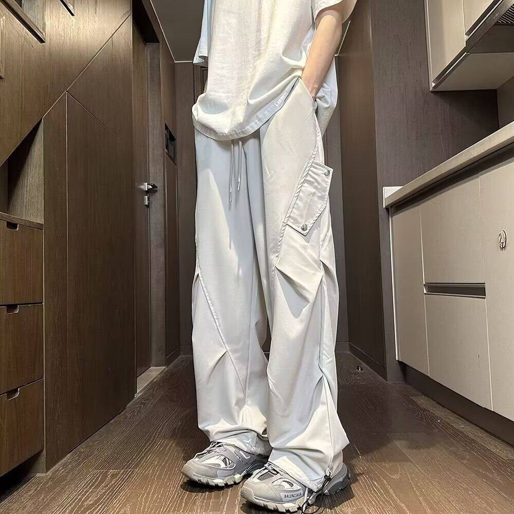 白色工装裤美式hiphop潮牌高街嘻哈爵士舞休闲百搭显瘦运动裤子潮