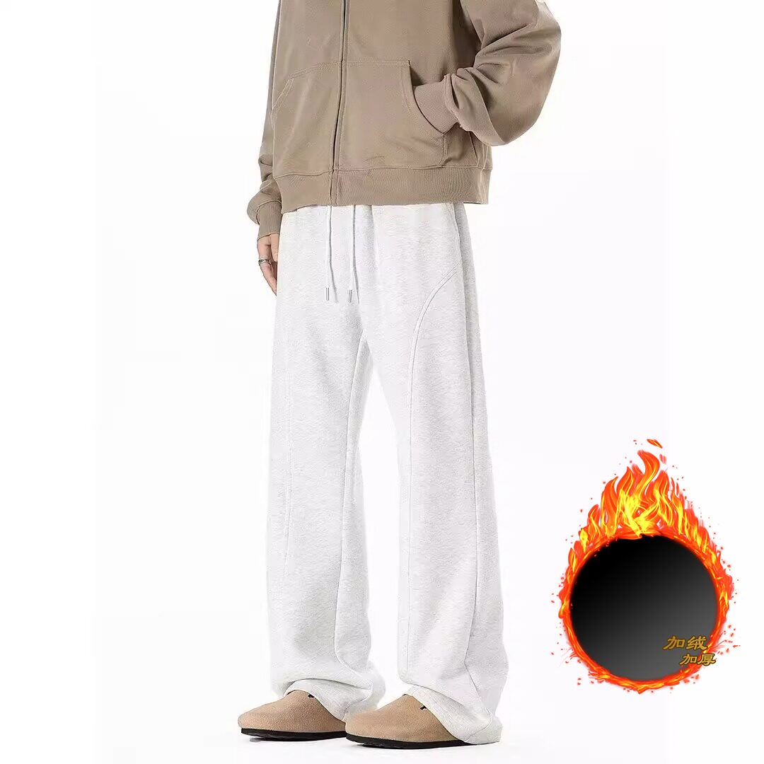 秋冬季卫裤高个子加绒男裤青少年弯刀秋季初中高中学生运动保暖裤