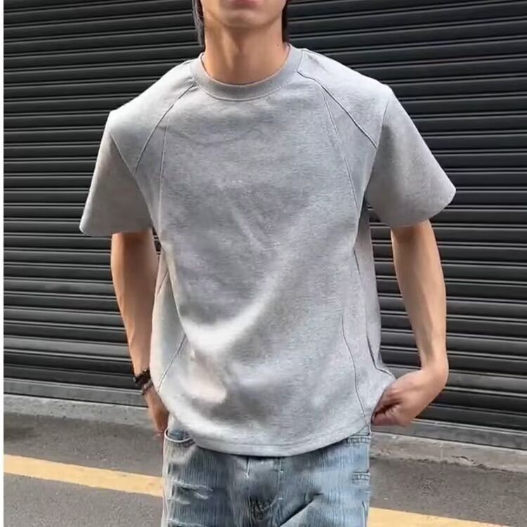 2026新款短袖t恤男士高街气质ins潮牌欧美嘻哈风圆领打底衫上衣
