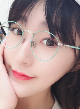 眼镜框女韩版潮 复古文艺金属眼镜近视镜女 有度数配成品近视眼镜