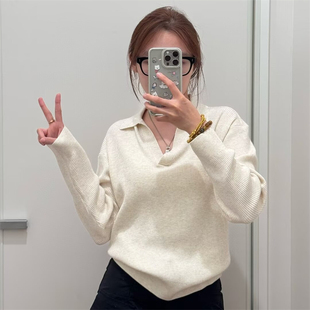 日单优品 秋季女士纯色通勤罗纹半开领休闲长袖针织衫毛衣 471220