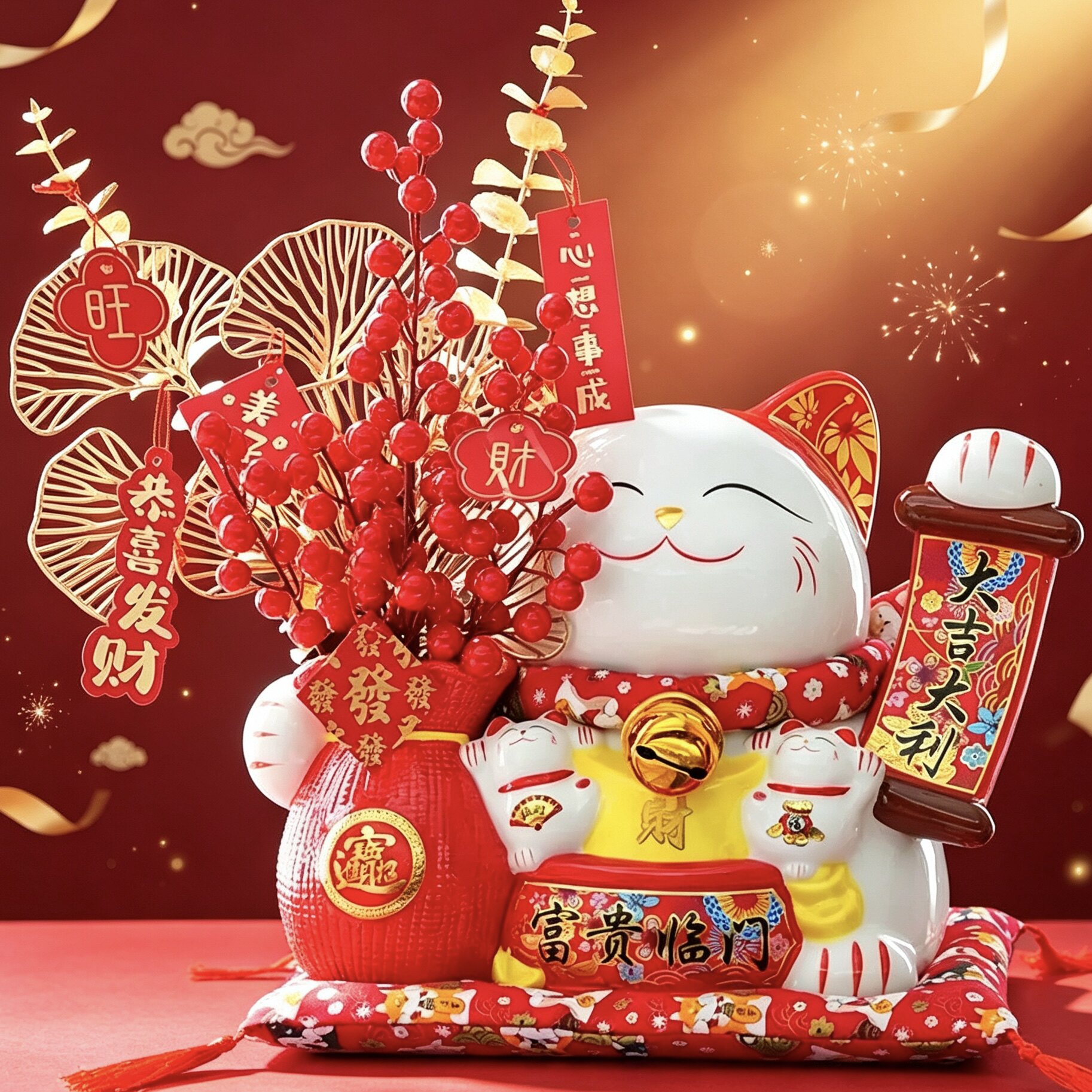 陶瓷大号招财猫开业送礼礼物